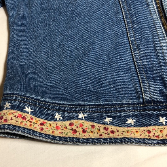 Vintage Agapo American Flag Denim Jacket, Decorative trim w/embroidered stars, - Picture 10 of 15